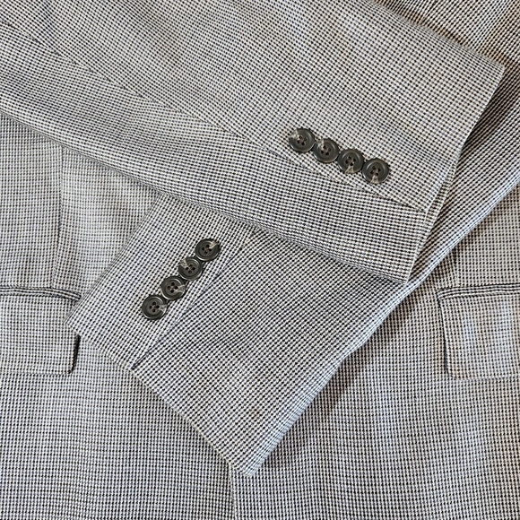 Ralph Ralph Lauren Silk Blue Gray Houndstooth Print Sport Coat Blazer Size 40R - Picture 9 of 15